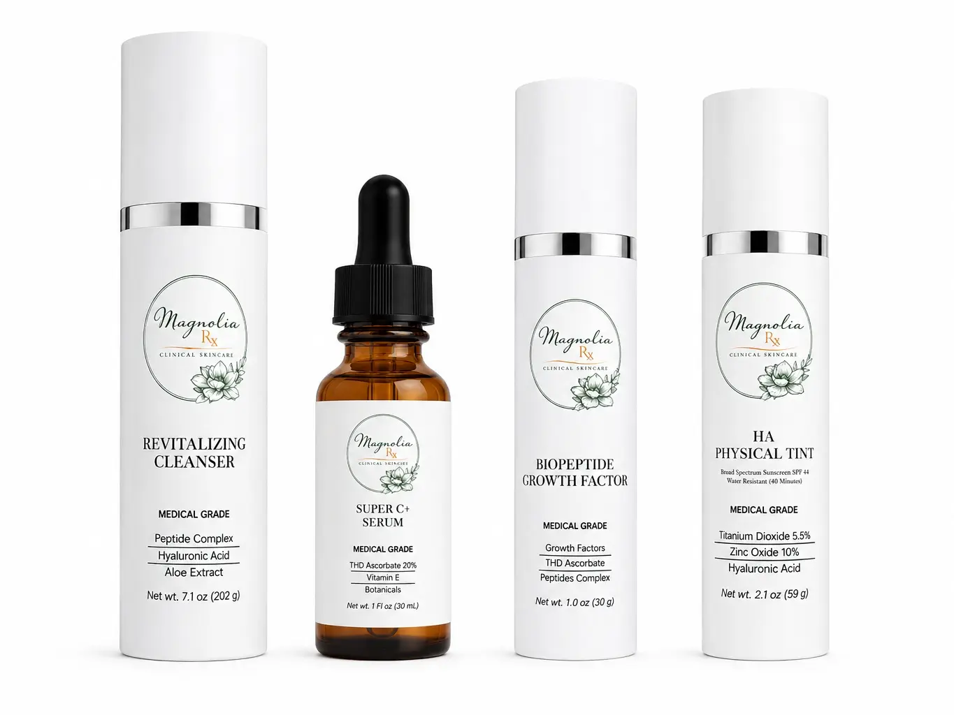 Magnolia Rx Ultimate Glow Skincare Bundle – Vitamin C Serum, Growth Factor, Cleanser & SPF 44
