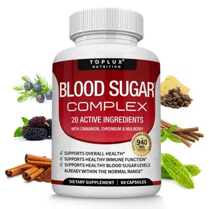 Blood Sugar Complex Dietary Supplement, 20 Vitamins & Minerals, Supports Overall Health & Normal Blood Sugar Levels Fitness Edible Healthy Optimum
