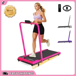 【2026 New Products Adjustable Incline】  Foldable Treadmill, Low-Noise Motor Walking Pad, 265lbs Weight Capacity, Remote Control & Wheels for Easy mobility, Comes with Free Resistance Bands