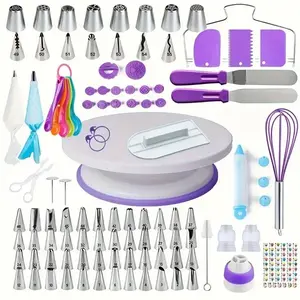 137-Piece Ultimate Cake Decorating Kit with Turntable, Stainless Steel Piping Tips, Cupcake & Baking Tools for Creative Desserts
