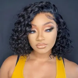 Buy one get one loyomhair Human Hair Lace Front Wigs Human Hair Deep Wave  Density 13x4 HD Full Lace Frontal Wigs Human Hair 12A Pre Plucked Deep Wave Frontal Wig for Women  Wigs Kinky Curly Wig Lace Curly Wig