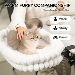 Cat Desk Bed – 90° Foldable Space-Saving Cat Hammock, Sturdy Support Holds Up to 40 lbs, Removable Washable Cover, Perfect for Office Desk & Gaming Setup