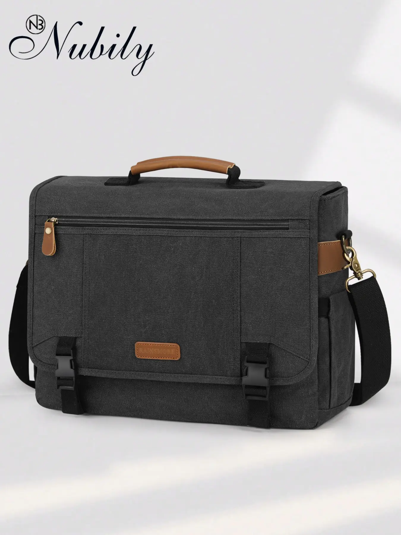 Messenger Bag for Men 17-17.3 Inch Laptop Bag Canvas Briefcase Satchel Large Computer Shoulder Bag for Work Office Waterproof Bag Travel Essentials