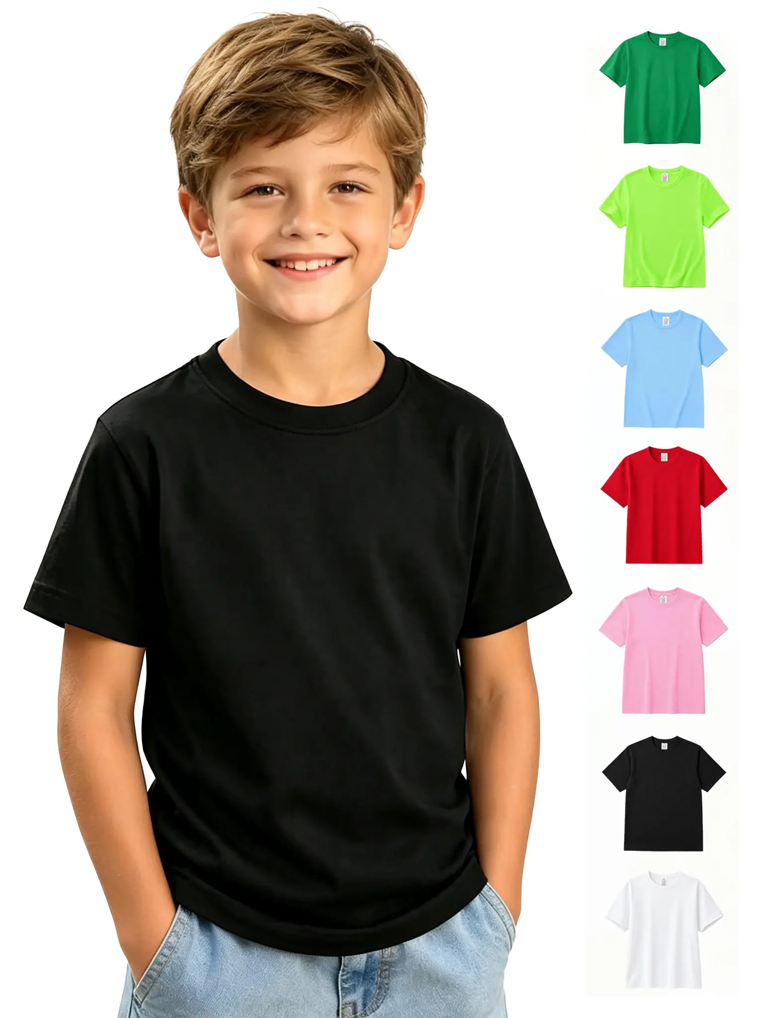 Kids' Solid Tee Shirt for Boys & Girls, Comfy Quality Short Sleeve Top in Breathable Fabric, Quick-Dry for School & Sports, Breathable Fabric Shirt, Comfy Quality Shirt