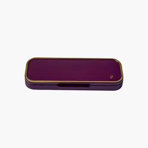 Bordeaux Burgundy Red Refillable Fragrance Compact with Gold Border TSA-Friendly Solid Perfume Case for Travel Eco-Conscious Design