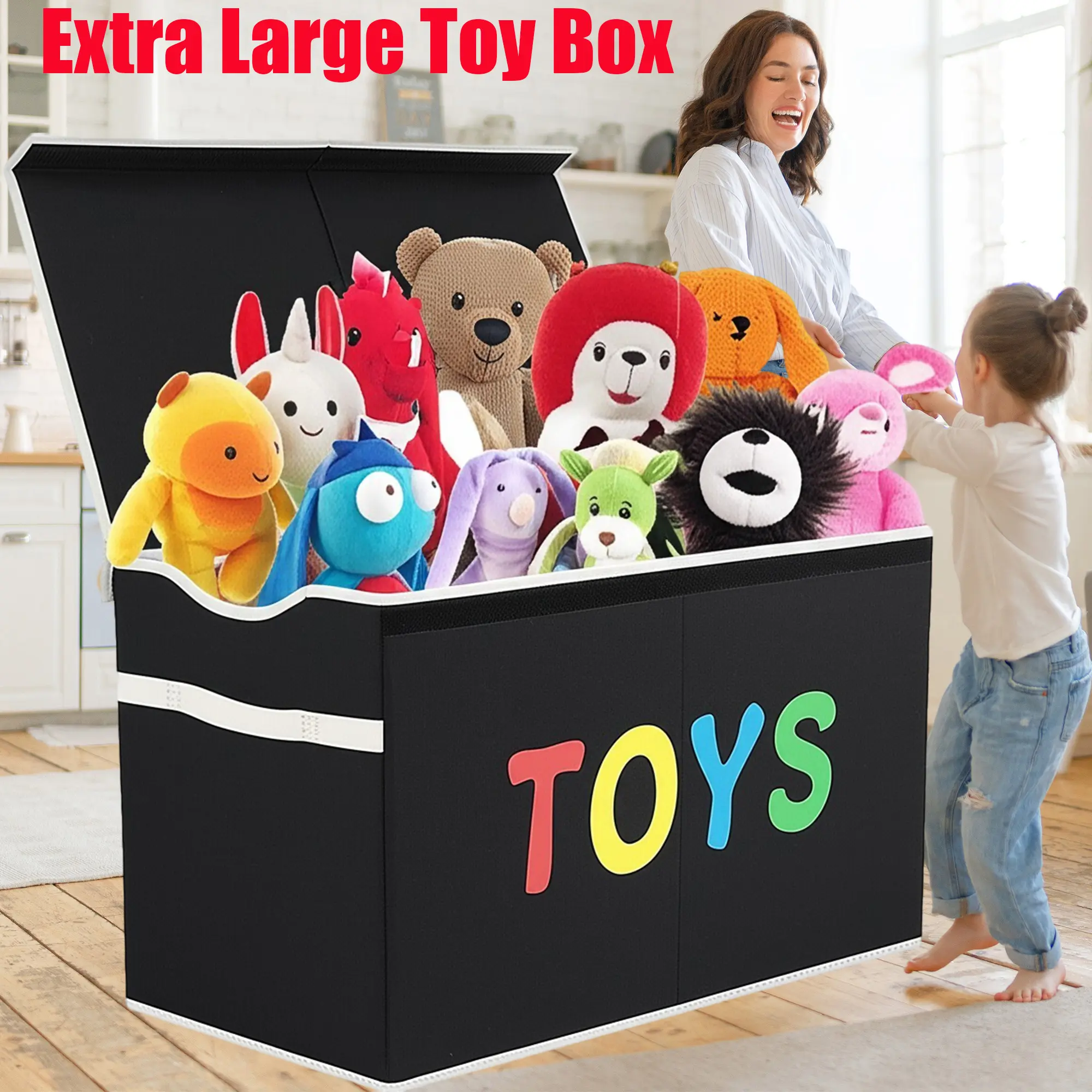 Reinforced Kids Toy Storage Solution - Extra Large Collapsible Box with Lid - Ideal for Nursery Room, Playroom & Closet Organization. Organiser Linen, Book Box, Organizer Storage Boxes