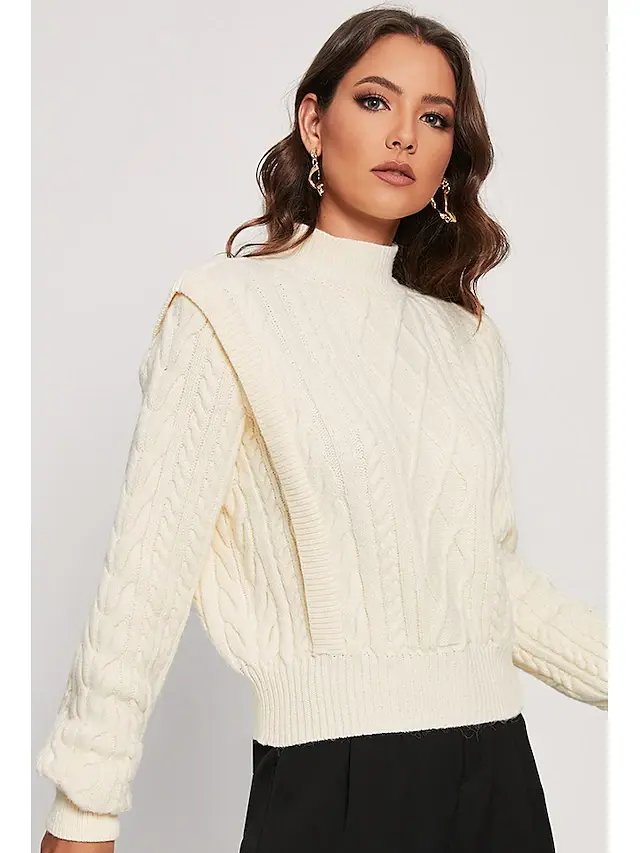 ADOR Striped Cable Knit Sweater Jumper