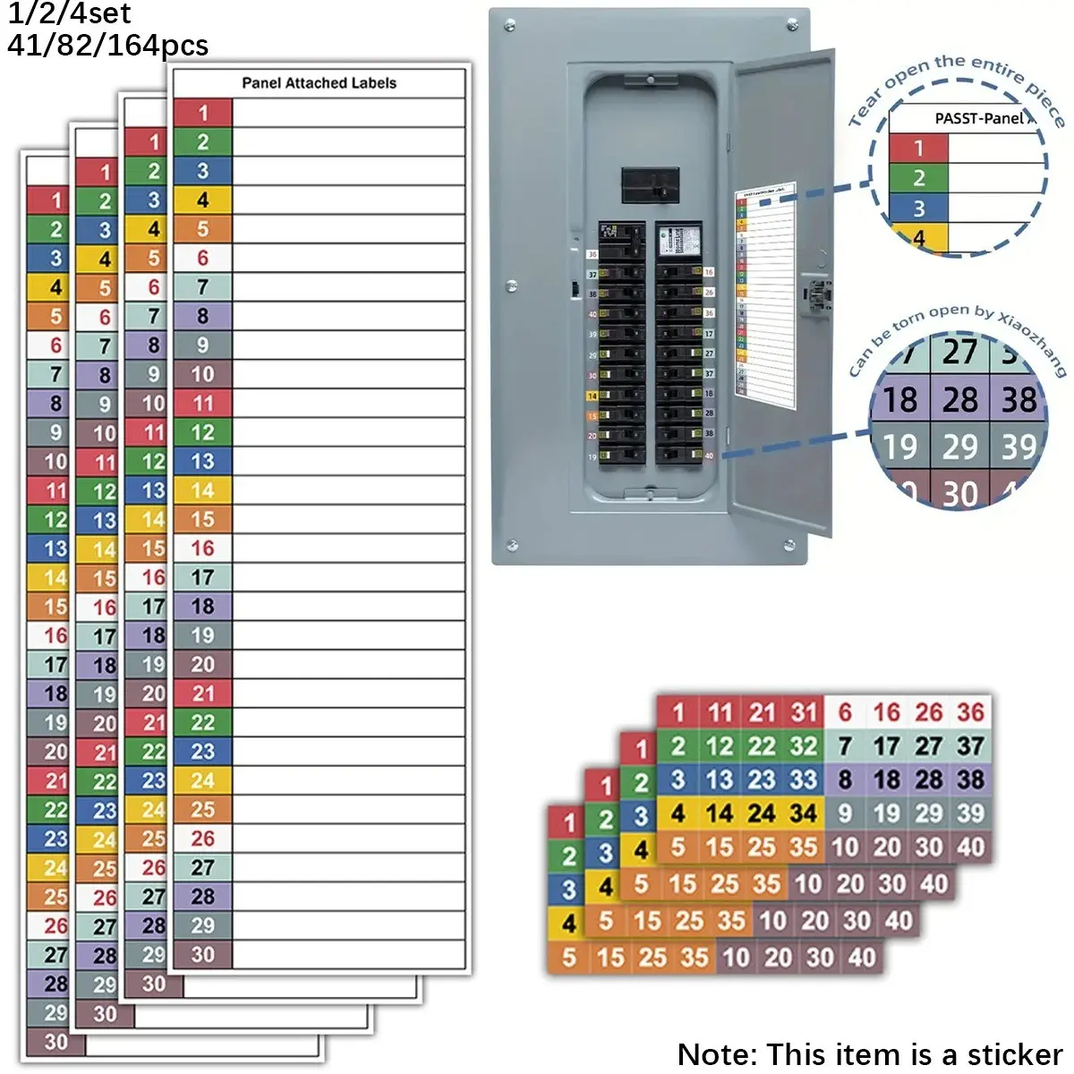 1/2/4 Sets Circuit Breaker Labels – Reusable, with Numbered ID System for Home Electrical Panel Safety, DIY electrical safety labels Sticker Packs, Sticker Sheets