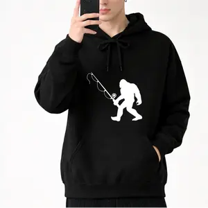 Unisex Black Long Sleeve Hoodie with Bigfoot Squatchy Design – Small Size, Classic Fit