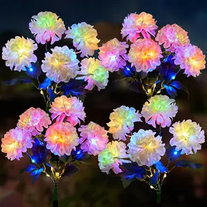 4 Pack Solar Garden Lights Outdoor, LED Colorful  Solar  Hydrangea  Landscape Lights for Patio, Outside Yard, Pathway Decorative, Decor, Two Lighting Modes