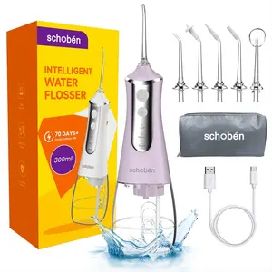Portable Oral Irrigator 300ML, 3 Modes & 5 Nozzles, Rechargeable Water Flosser, Electric Dental Floss Machine, Travel-Friendly Design