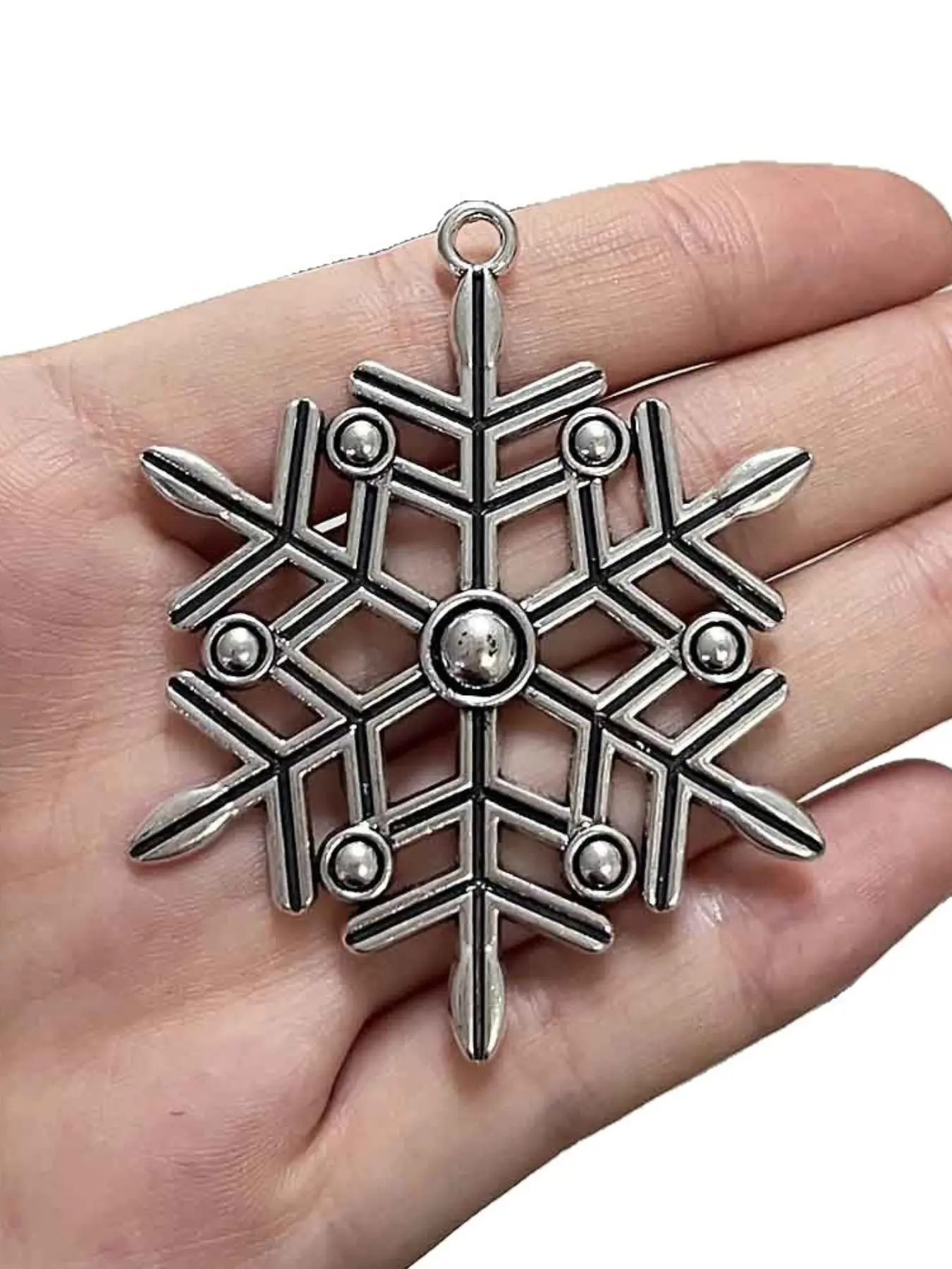 3pcs Large Snowflake Charms Pendant Snow Christmas DIY Jewellery Finding