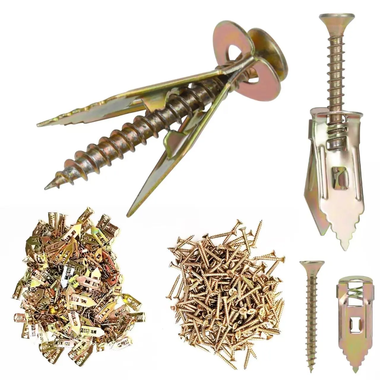 40 Pack Carbon Steel Self-Drilling Drywall Expansion Anchors with Screws Kit (0.4x1.38in) - Heavy-Duty Wall Fixing for House Decoration, Calligraphy Hanging, Decorative Curtain Fixation (No Pre-Drilled Holes Needed)