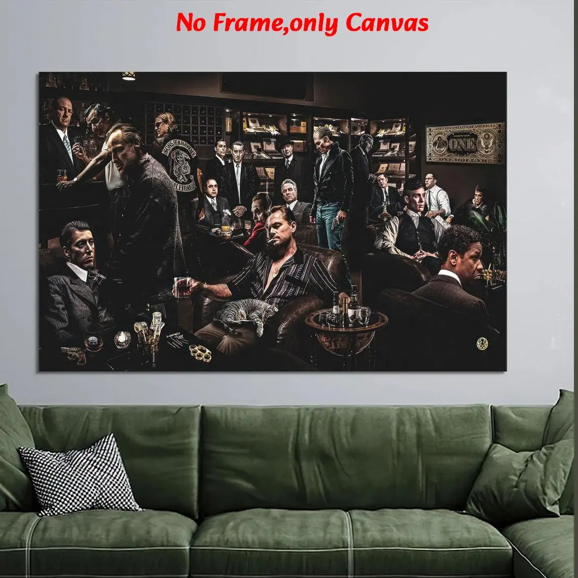 1 pc, wall art, Modern poster, gangster legend canvas wall painting, movie mafia character picture, living room, bedroom, kitchen decoration, Home Decor Products, Decoration items, movie scene lover gift, frameless