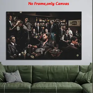 1 pc, wall art, Modern poster, gangster legend canvas wall painting, movie mafia character picture, living room decoration, bedroom decoration aesthetics, kitchen decoration, movie scene lover gift, frameless, Unframed Painting