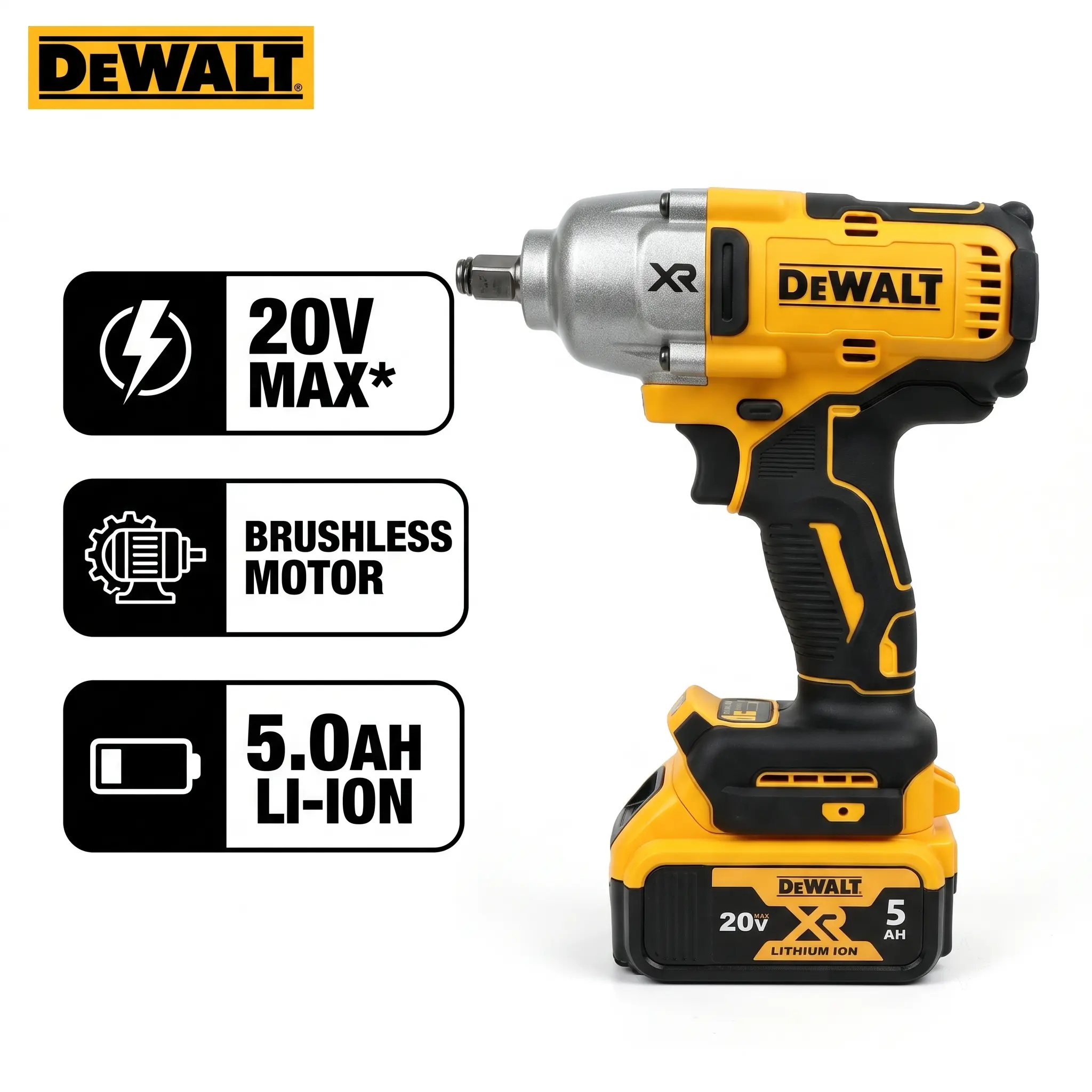 DEWALT DCF900 1/2 in Cordless Impact Wrench - 4 Adjustable Torque Modes, 900Nm Max Torque, Variable Rotation, Impact Frequency, LED Light - Industrial Hand Tool for Truck Maintenance, Construction Bolt Disassembly power drill