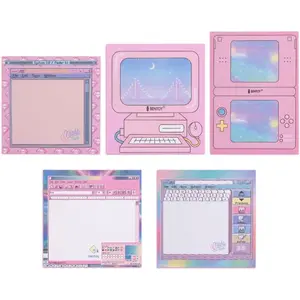 Kawaii Planner Notebook Cute Memo Pads with Computer  Shape Design Kawaii Office Supplies,5 Styles,50 Sheets/Pad