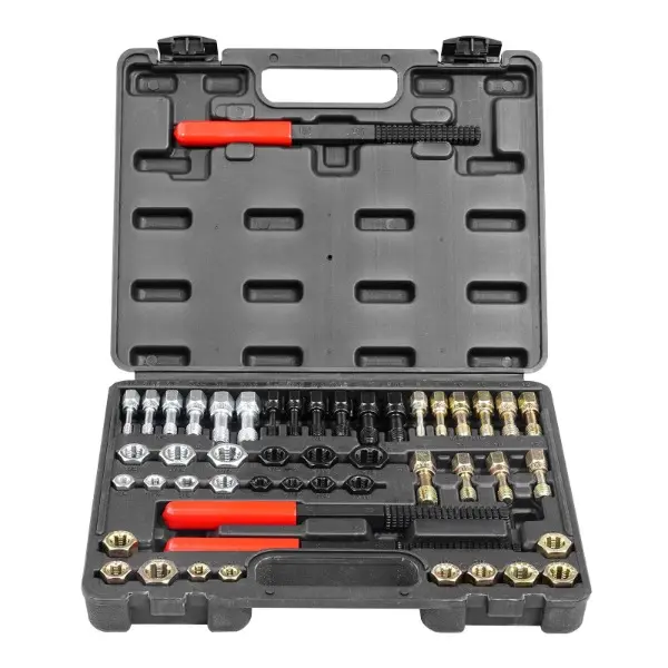 49-Piece Thread Chaser Set, Metric UNC UNF Thread Repair Tool Kit with 22 Taps, 24 Dies & 3 Thread Files, Steel Rethreading Set with Storage Case
