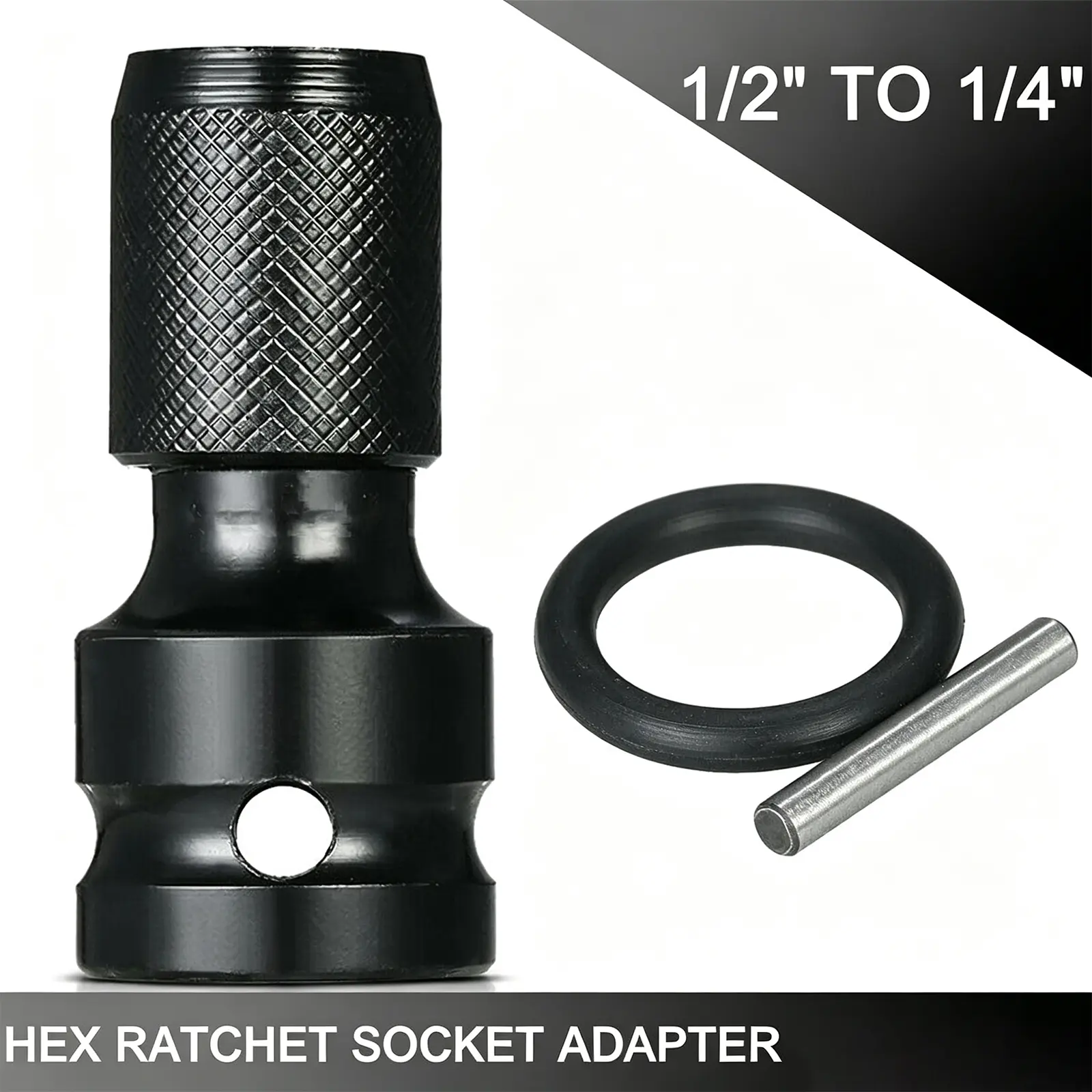 1/2 inch Square Drive to 1/4 inch Hex Female Socket Adapter Converter Chuck Adaptor for Air and Electric Impact Wrench Impact Drill Ratchet Wrench