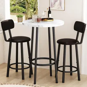 Hooseng 2-Piece Round Kitchen Dining Table and Chairs Set, Perfect for Small Space, Bar, Kitchen, Living Room, and Apartment,bar