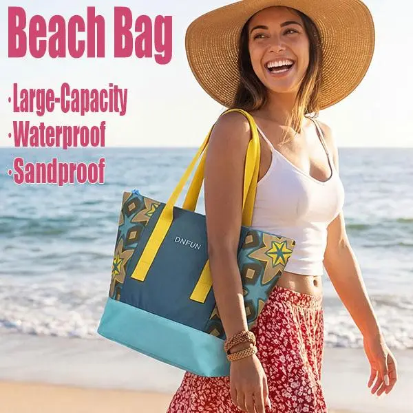 Boho Beach Gym Bag for Adults - Casual Athletic Waterproof Nylon Bag with Reinforced Base, Double Handle Purse, Multi-Compartment Pockets, Zip Closure, Easy Care for Pool & Outdoor Use, High-Capacity