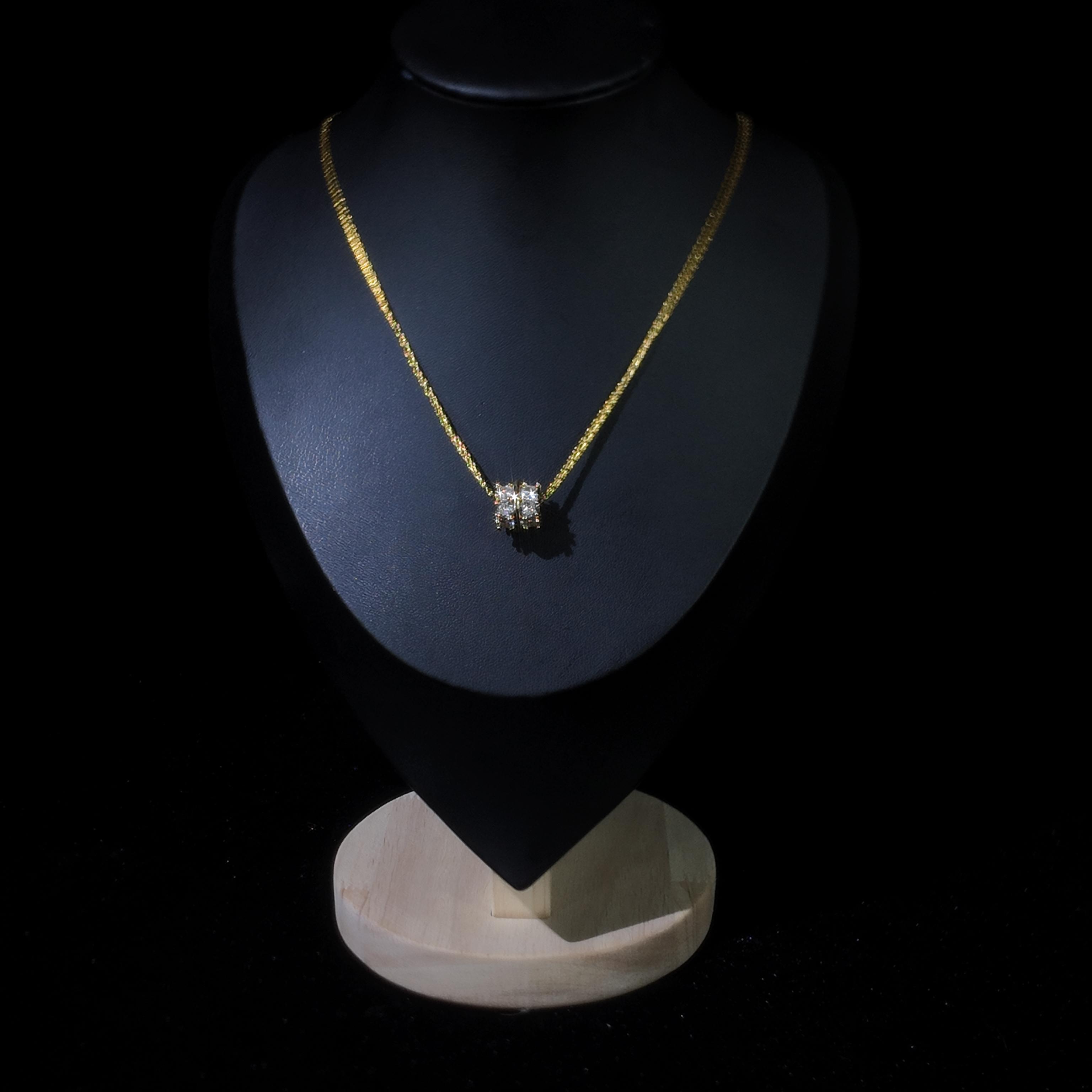 Trendy Hypoallergenic Gold CZ Waist Bead Double Chain Necklace, Stackable Sparkling Pendant, Y2K Aesthetic Jewelry for Women, Great for Layering, Daily Wear, Party & Festival