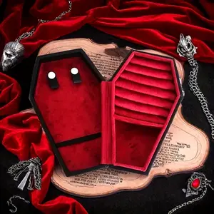 Vintage Gothic Heart Jewelry Box, PU Leather Velvet Organizer, Multi-Grid Ring Necklace Earring Holder, Elegant Gift for Women, Multi Grids Organizer