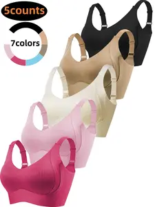 5-piece set of comfortable, seamless bras, suitable for women, non-underwire bras, suitable for everyday wear, maximum comfort. Clothes