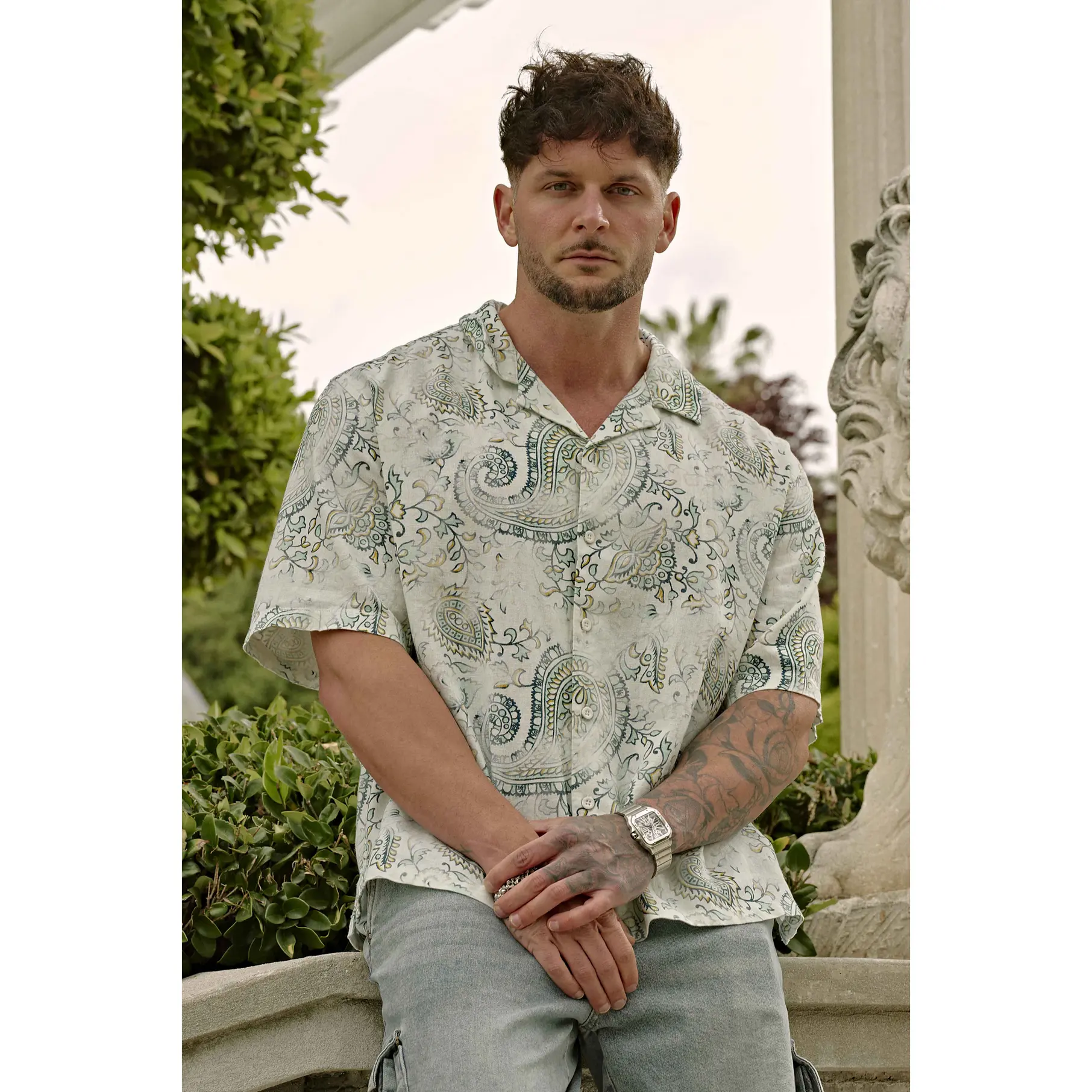 4093 - Mosaic Linen Button-Ups