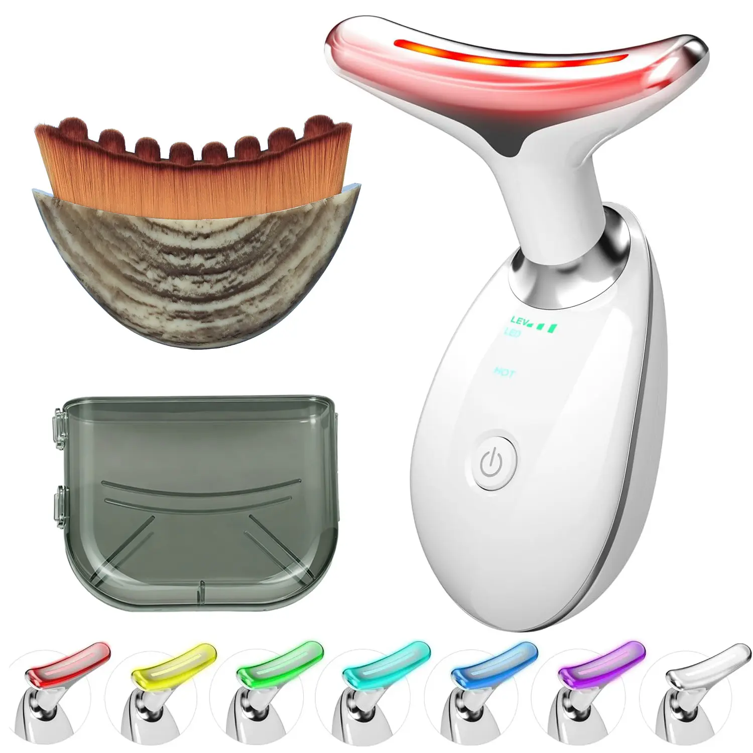 Cotsoco 7 Color Facial Massager Tool & Lymphatic Contour Face Brush, Face and Neck Massager Set, Skin Care Device, Suitable for Neck Facial, Gift for Women, Summervibes