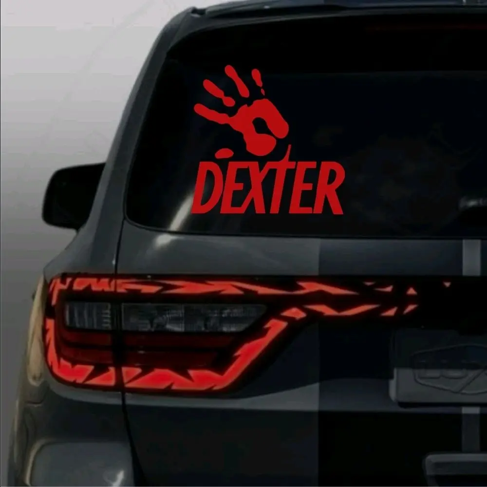Dexter Handprint Vinyl Window Decal 9",  Easy to Install Peel and Stick Quality Cut Vinyl Decal for Vehicle Windows Boat Rvs Office Desks