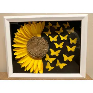 Sunflower+Butterfly Shadow Box Paper Flowers