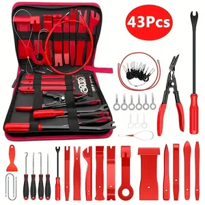 43Pcs Auto Repair Kit Trim Removal Tool Set with Terminal Keys Clip Pliers Stereo Tools Precision Hooks Picks Wiring Threader Car Film Scraper