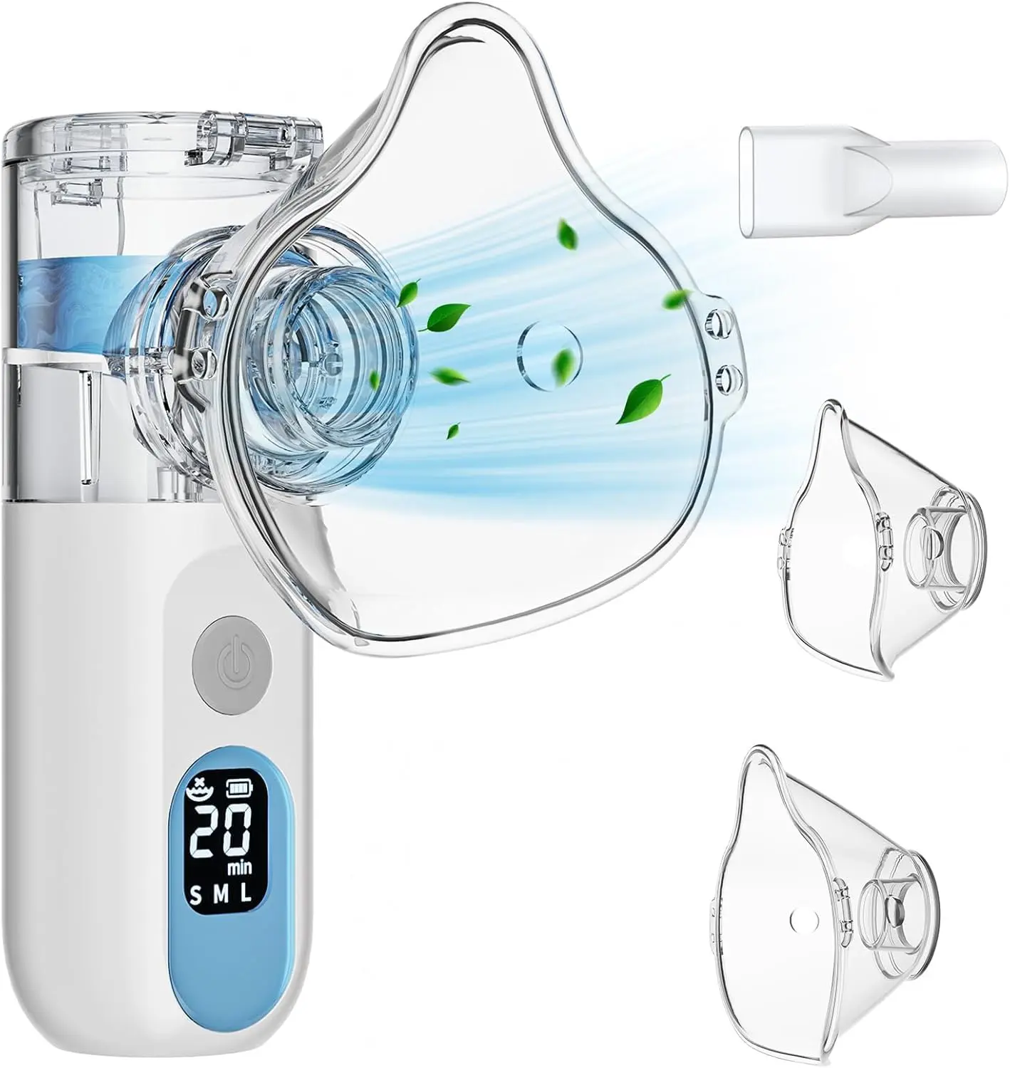 Nebulizer, Smart Digital Display Portable Nebulizer for Adults and Kids, Portable Nebulizer Machine for Breathing with Mouthpiece and Mask, Handheld Nebulizer for Travel and Home Use