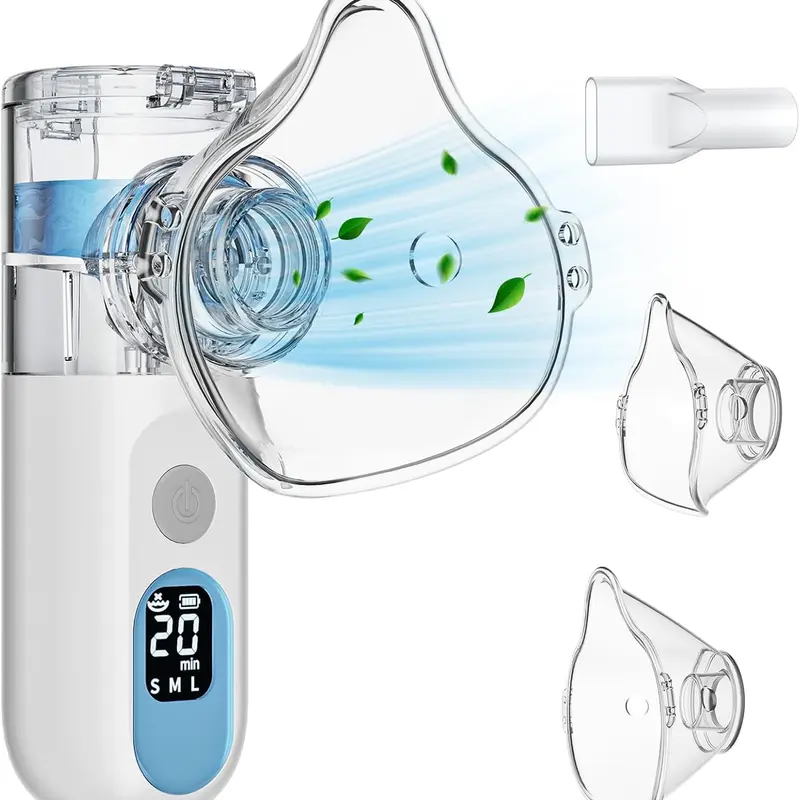 Nebulizer, Smart Digital Display Portable Nebulizer for Adults and Kids, Portable Nebulizer Machine for Breathing with Mouthpiece and Mask, Handheld Nebulizer for Travel and Home Use