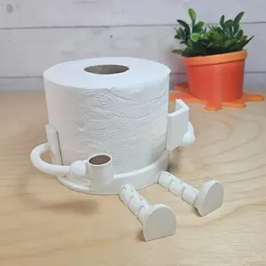 Cute Book and Coffee Design Tissue Holder, Sturdy Plastic Freestanding Bathroom Decoration, Fun Gift, Stable Construction