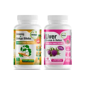 GreeNatr ENERGIZE & DETOX BUNDLE - Panax Ginseng & Ginkgo Biloba and Liver Cleanse & Detox Supplement - Improved Memory & Focus - Improved Liver Health & Metabolism (60 Tabs & 60 Caps)