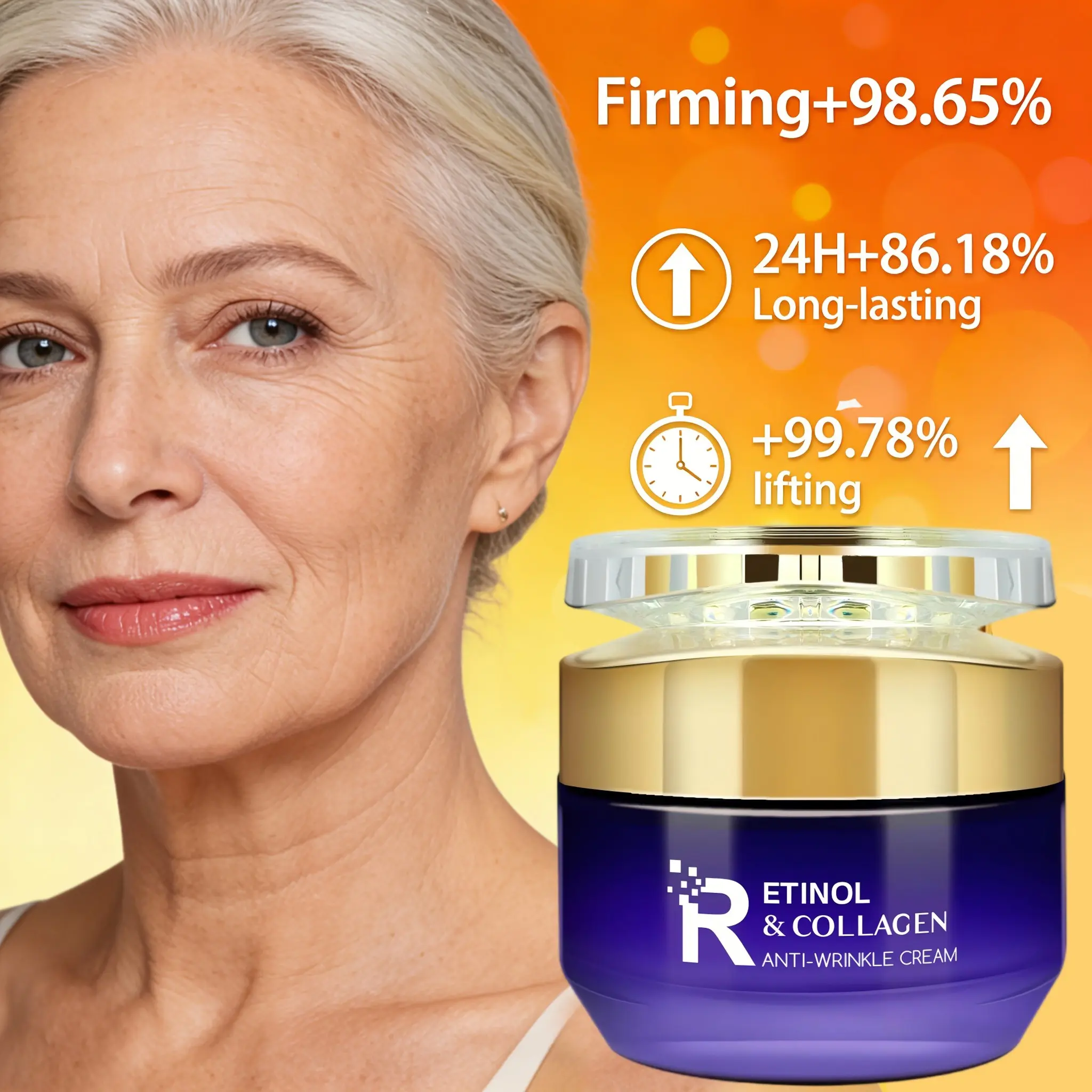 Retinol Wrinkle Facial Cream, Fades Fine Lines, Tightens Skin, Smooths Pores, Overnight Dark Spot Solution, Suitable for All Skin Types