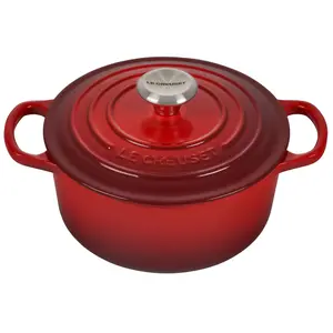 Le Creuset 2 Qt. Round Signature Cast Iron Dutch Oven with Stainless Steel Knob | Cerise/Cherry Red