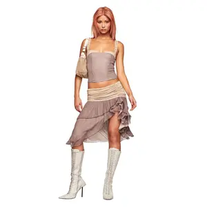 SEPHI MIDI SKIRT - MUSHROOM STRIPE