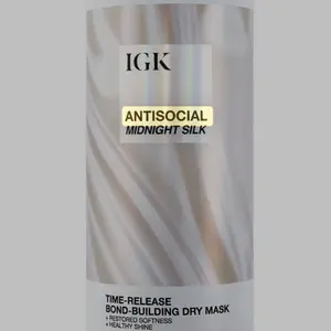 IGK Antisocial Midnight Silk  Bond-Building Dry Hair Mask - No-Rinse Leave-In Treatment for Damaged Hair - Strengthens Smooths Softens - Vegan Sulfate-Free Color-Safe - 187ml