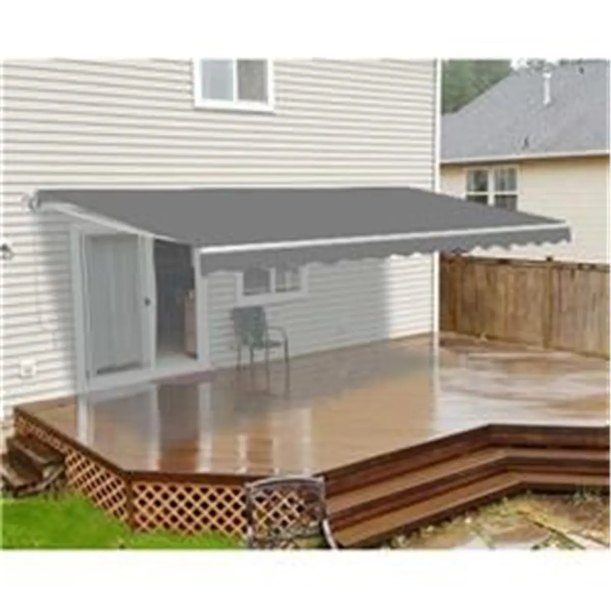 212 MAIN Retractable Awning Fabric Replacement (FAB12X10GY80 Model), 12x10ft Manual Polyester Shaded Canopy, Easy-Install Grey Car Exterior Sunshade, Water Resistant Removable Canopy Cover