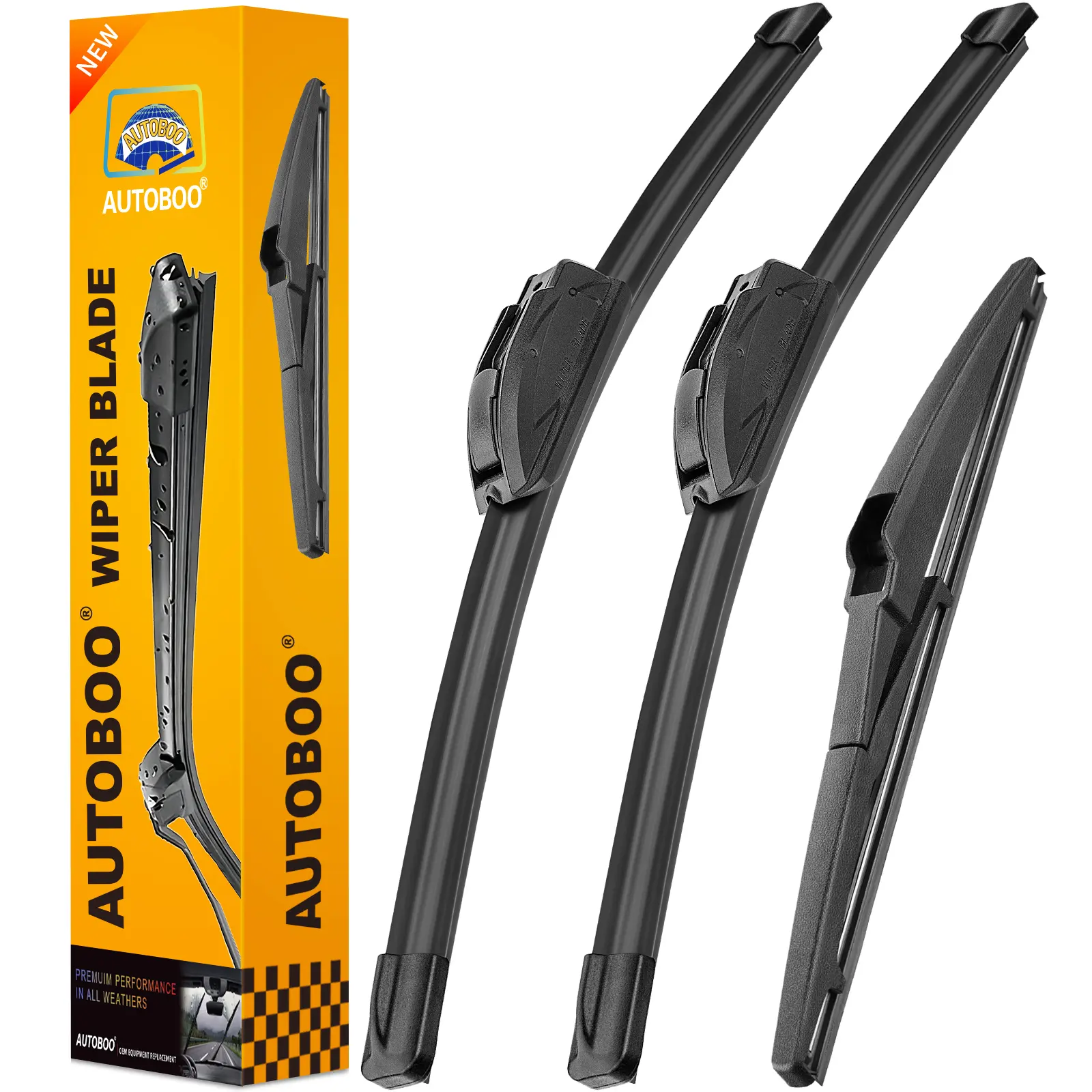 3 Wiper Blades Replacement for Toyota,Original Equipment Replacement Quiet & Stable All-Season Performance Front and Rear Windshield Wiper Blade Car Parts Autos