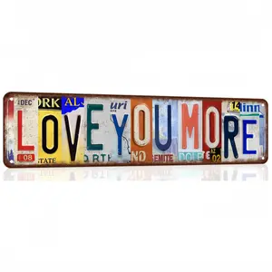 Love You More License Plate Art Aluminum Sign 16x4 Inch - Vintage Street Wall Decor Metal Plaque, Sweet Parent Day Gift or fathersdaygift