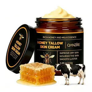 Honey Beef Tallow Moisturizer - Grass-Fed Beef Tallow for Deep Nourishment, Honey for Hydration, Aids Skin Repair and Rough Texture Improvement for Reassuring Daily Care