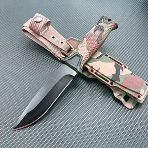 Fixed Blade Knife with Camouflage Non-Slip Grip, Stainless Steel Tactical Survival Gear for Men, Outdoor Gadgets for Camping, Hunting & Fishing