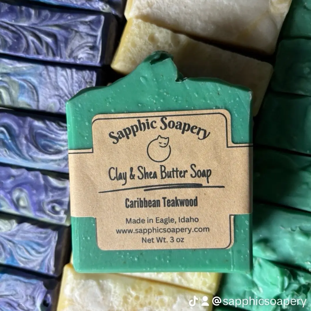 Sapphic Soaperys’ Caribbean Teakwood Clay & Shea Butter Soap body Bar 3 oz Skincare Body Care Moisturizing Moisture Daily Gentle Body Wash