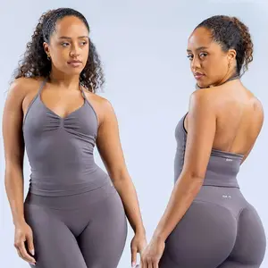 Impact Longline Strappy Top & Shorts/Leggings Set – Seamless Sculpted Fit with Cross-Back Support Bra & Booty-Lifting Bottoms