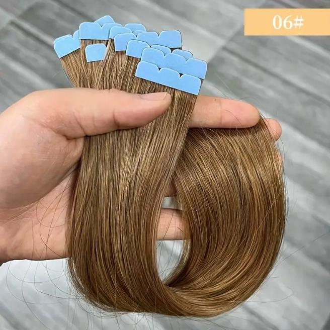 10pcs Mini Tape in Hair Extensions, Invisible PU Seamless 100% Human Hair, Light Beige 12/16 Inch, Secure Adhesive Weft, Natural Look for Women, Hair Loss Coverage & Versatile Styling