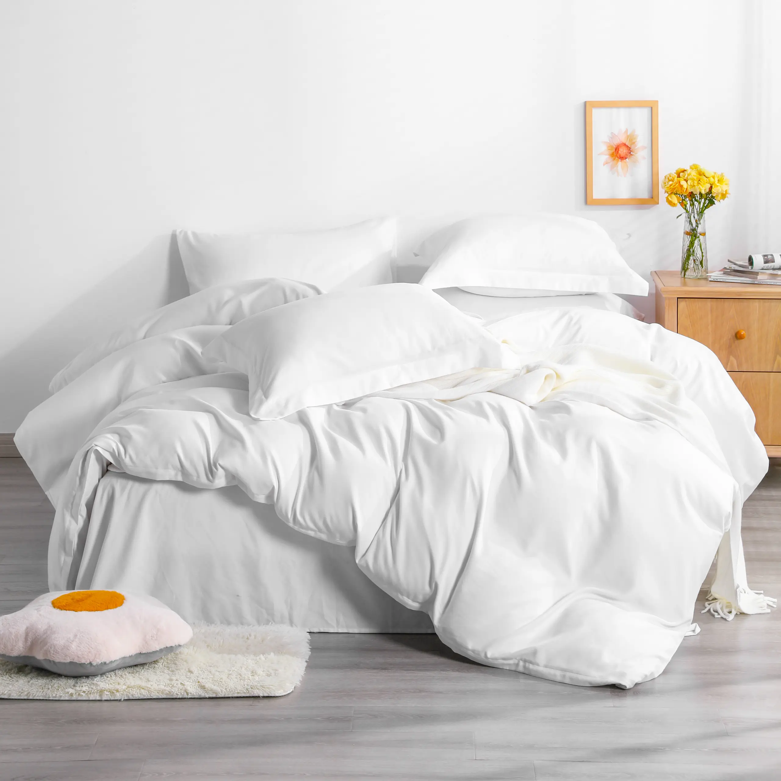 Bedsum 2/3 Pieces Soft Microfiber Comforter Cover Set, Solid Color Duvet Cover Set with Zipper
